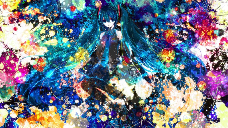 Miku in colorful splatter