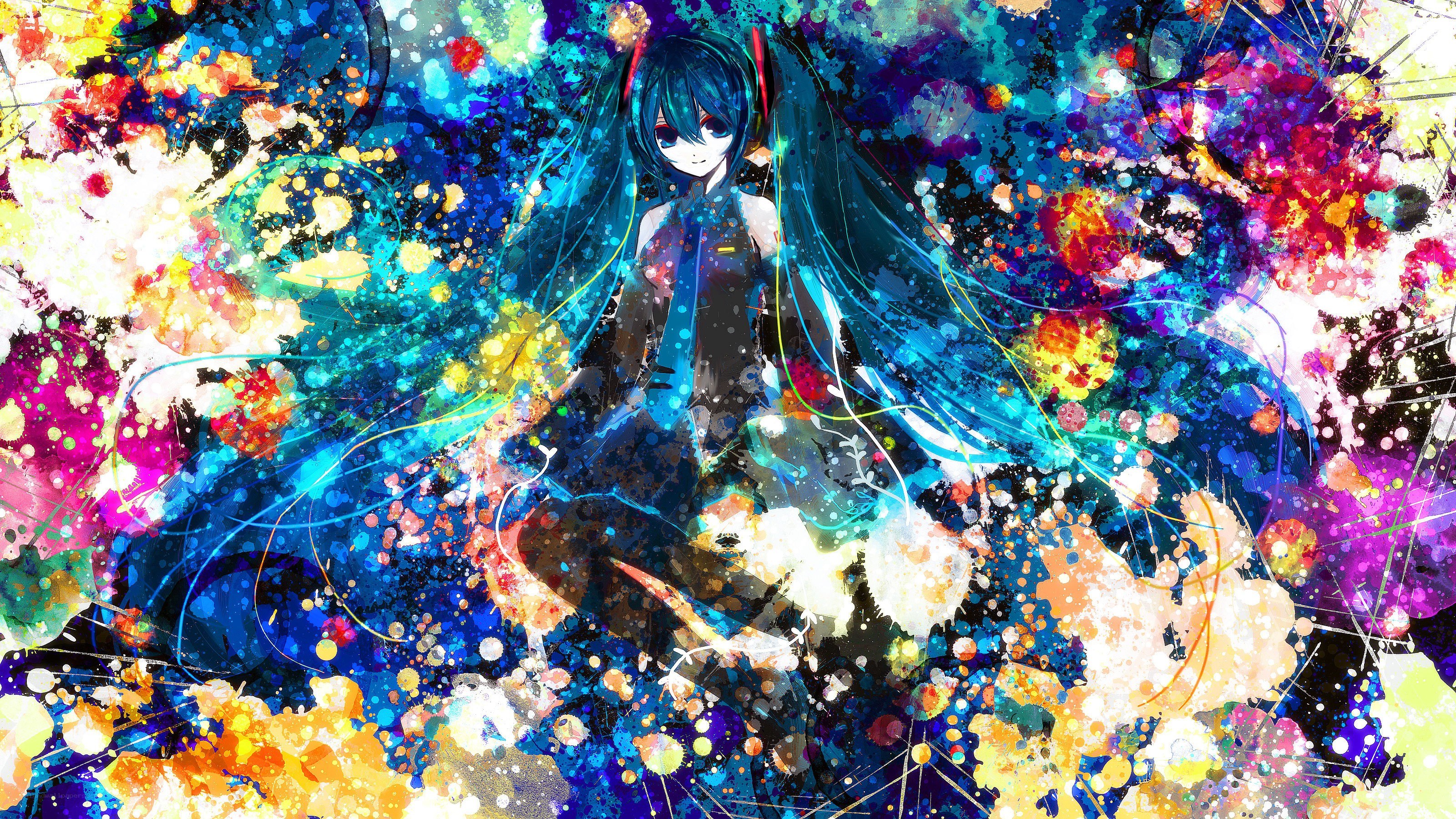 Miku in colorful splatter