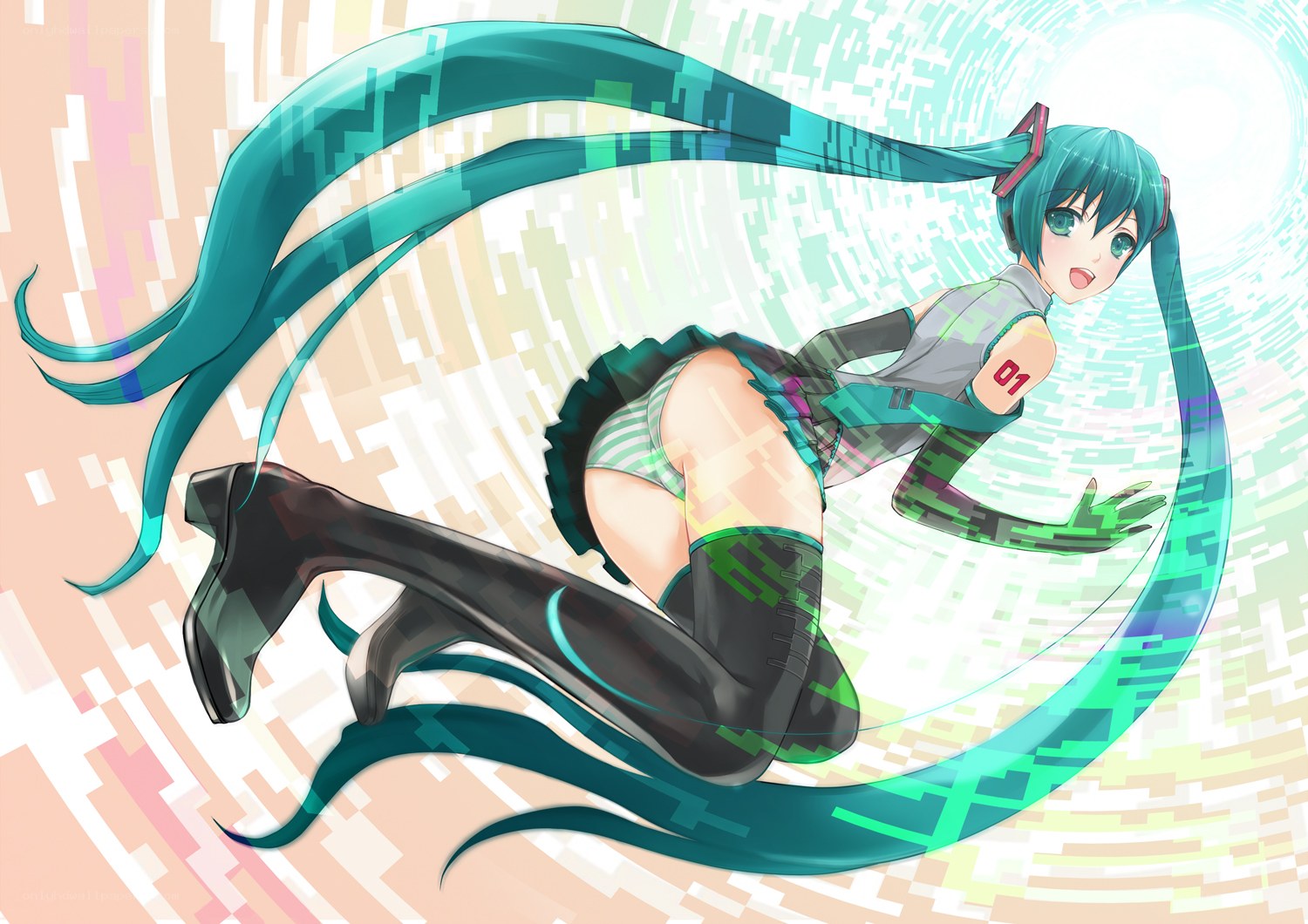 Miku in digital swirl