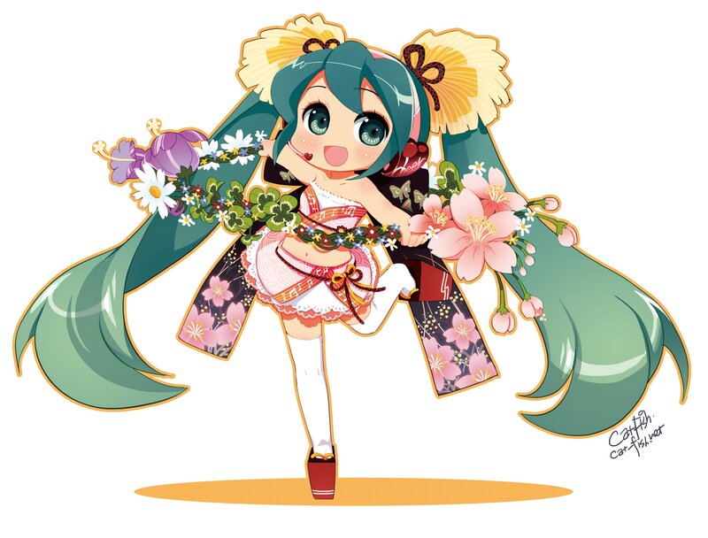 Miku in floral kimono