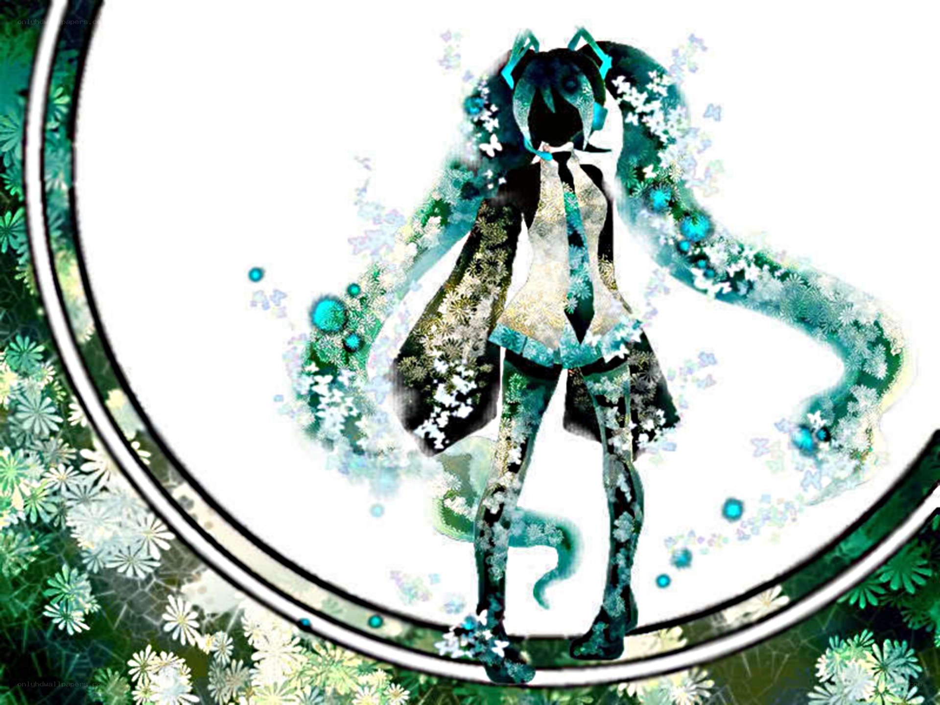 Miku in floral pattern
