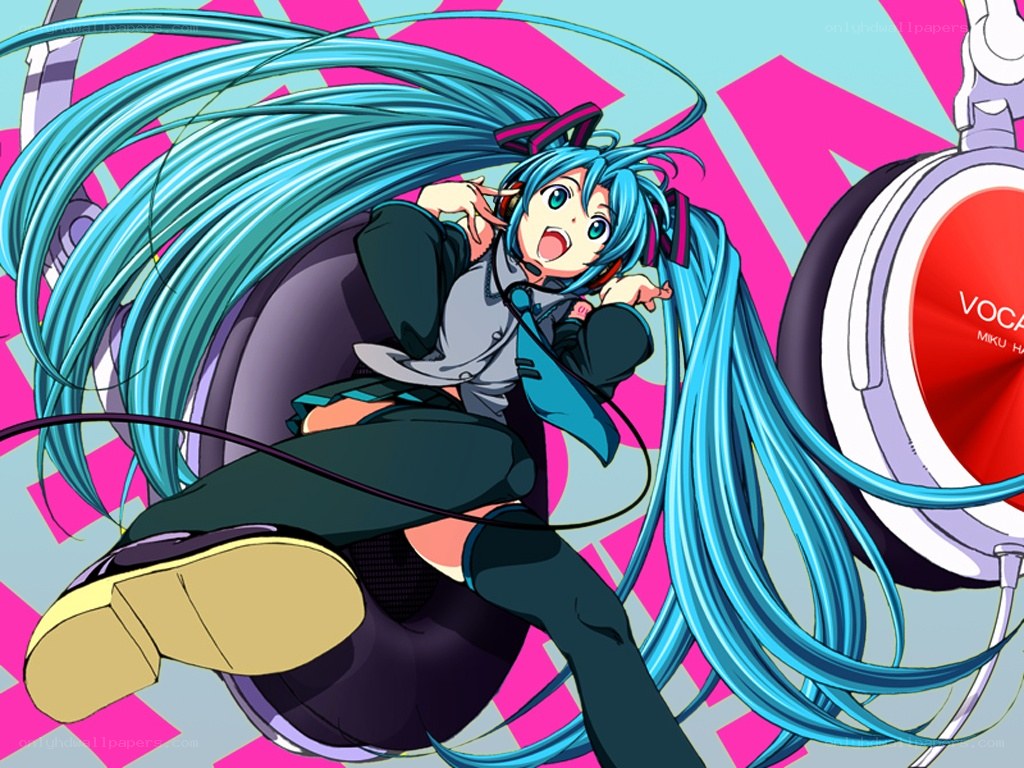 Miku in headphones