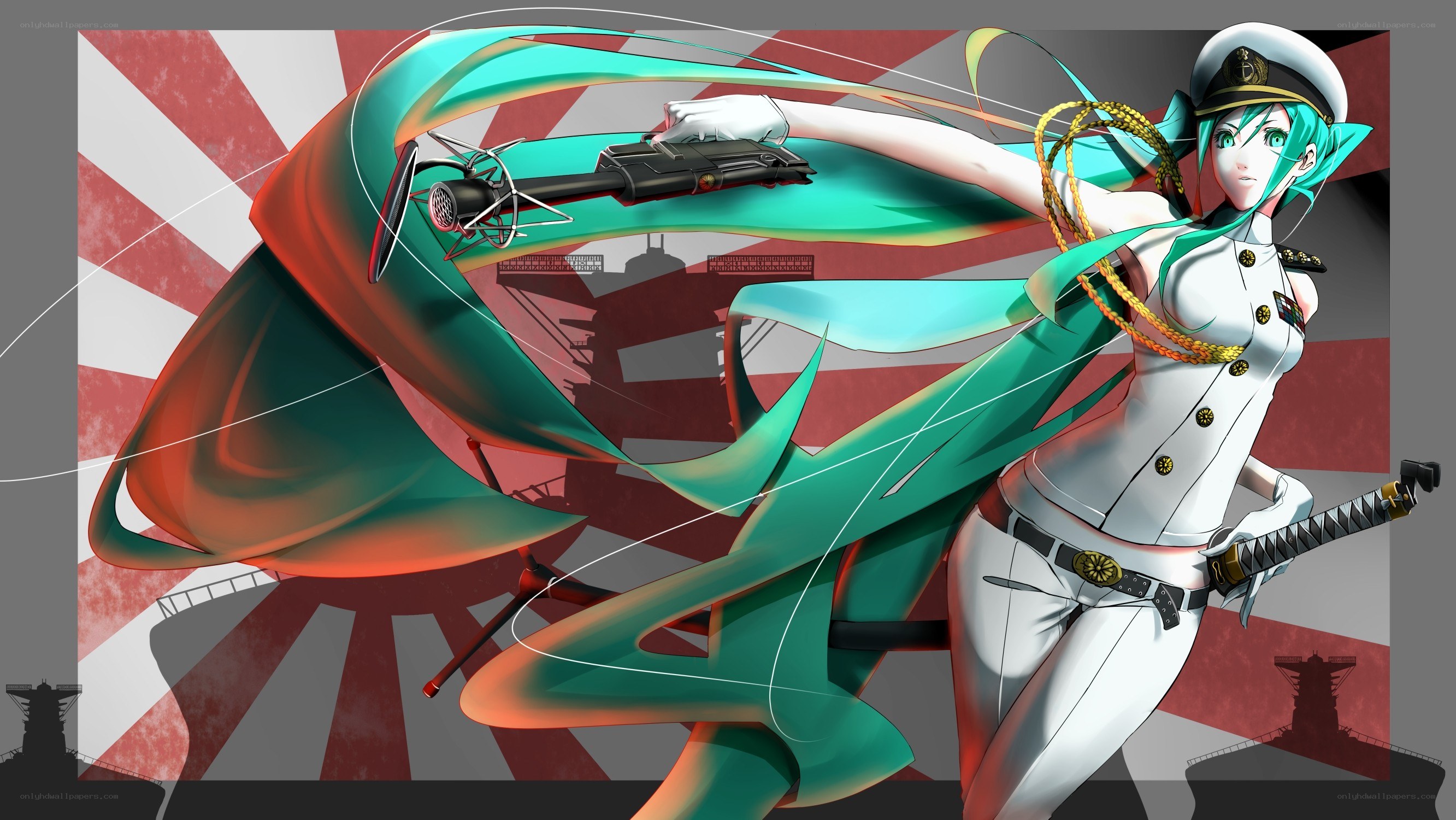 Miku in naval uniform with sword