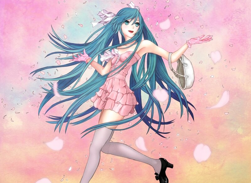Miku in pink dress
