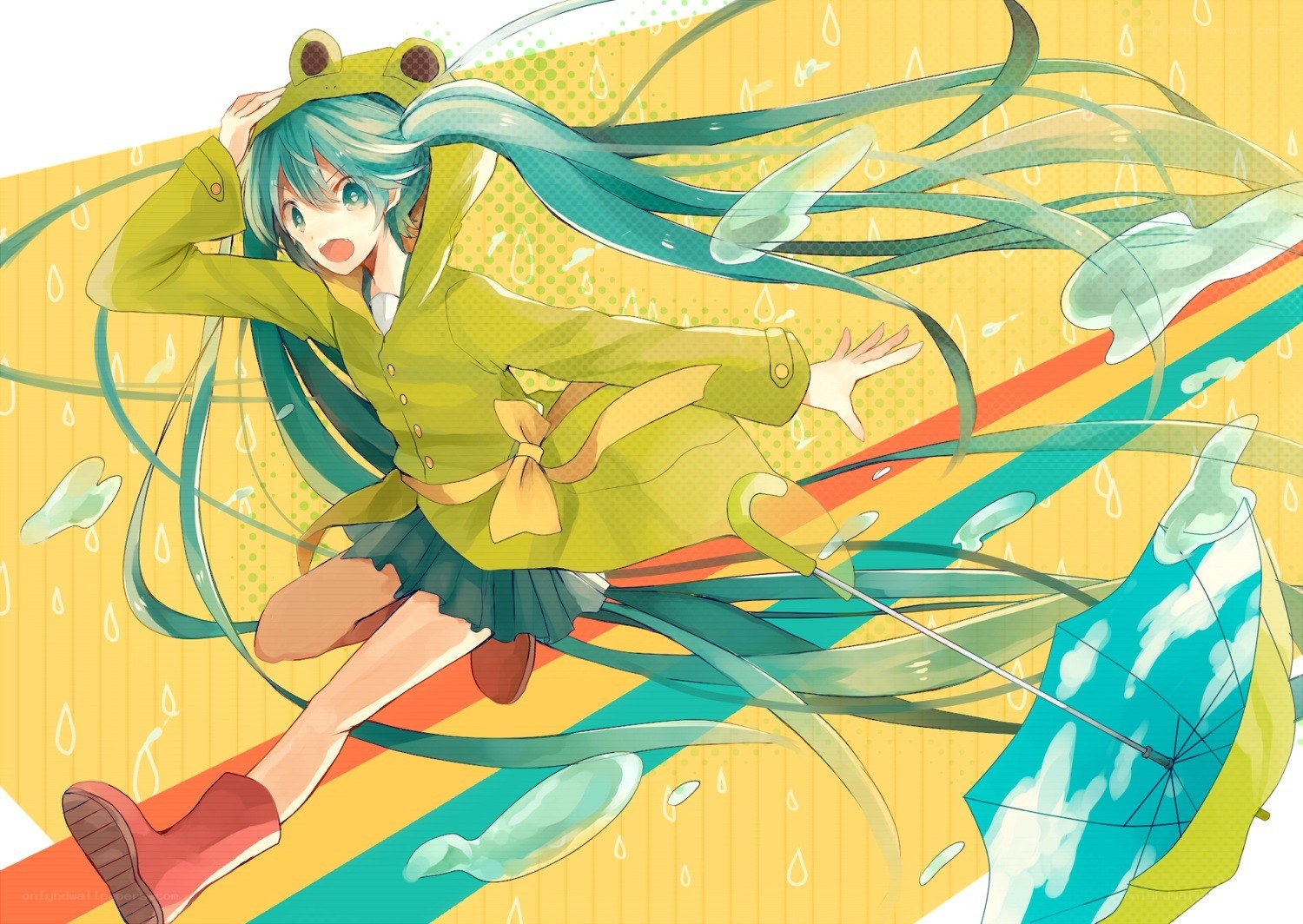 Miku in rain gear