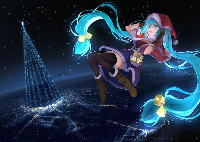 Miku in Santa Outfit — Blue