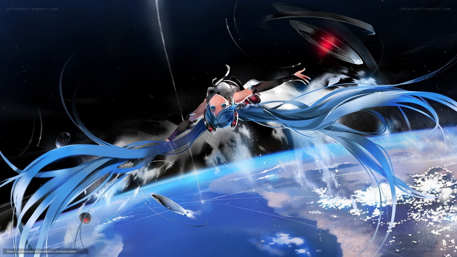 Miku in space above Earth