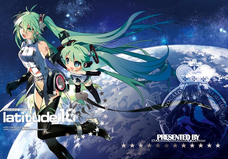 Miku in space with Earth
