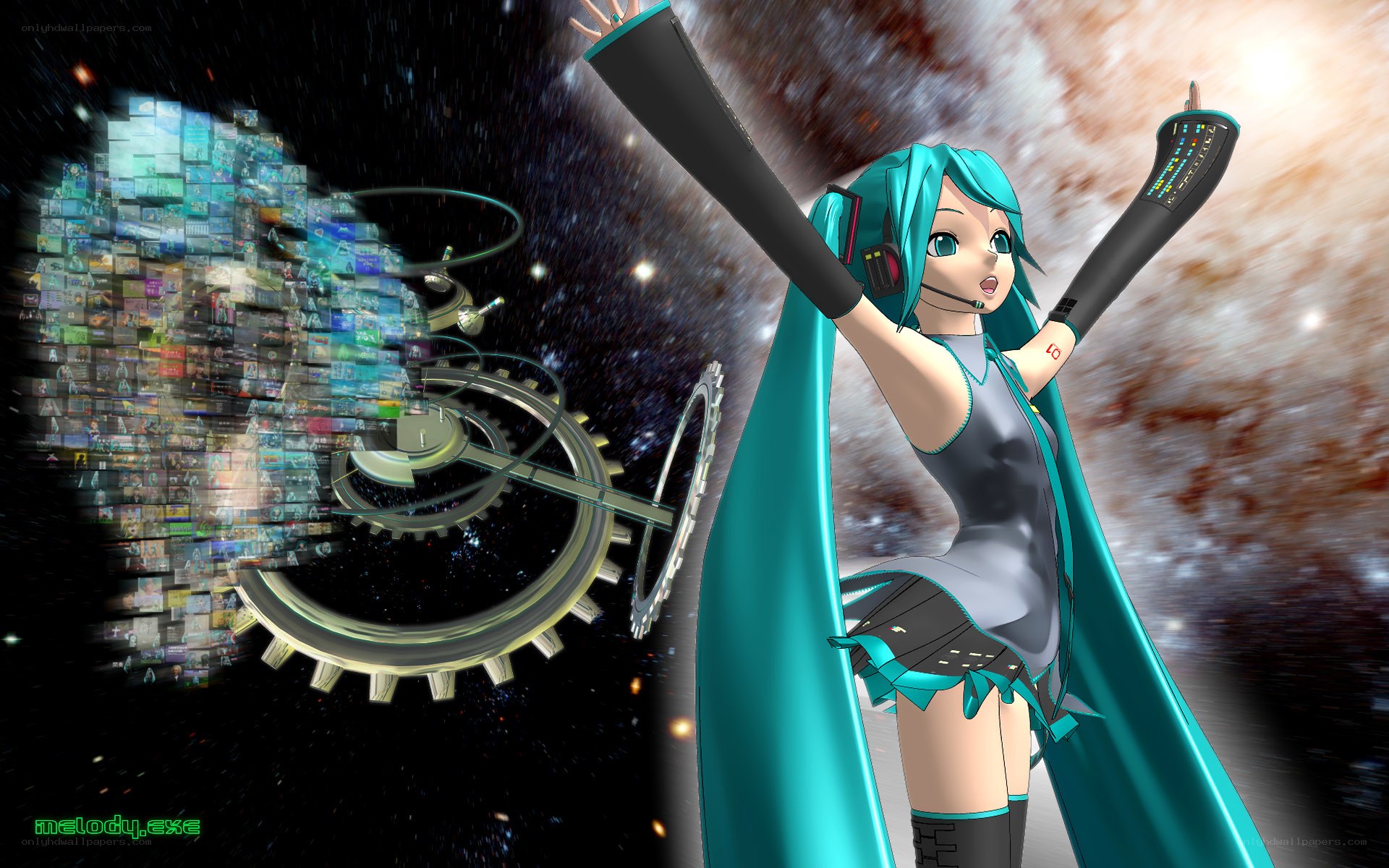 Miku in space with gear