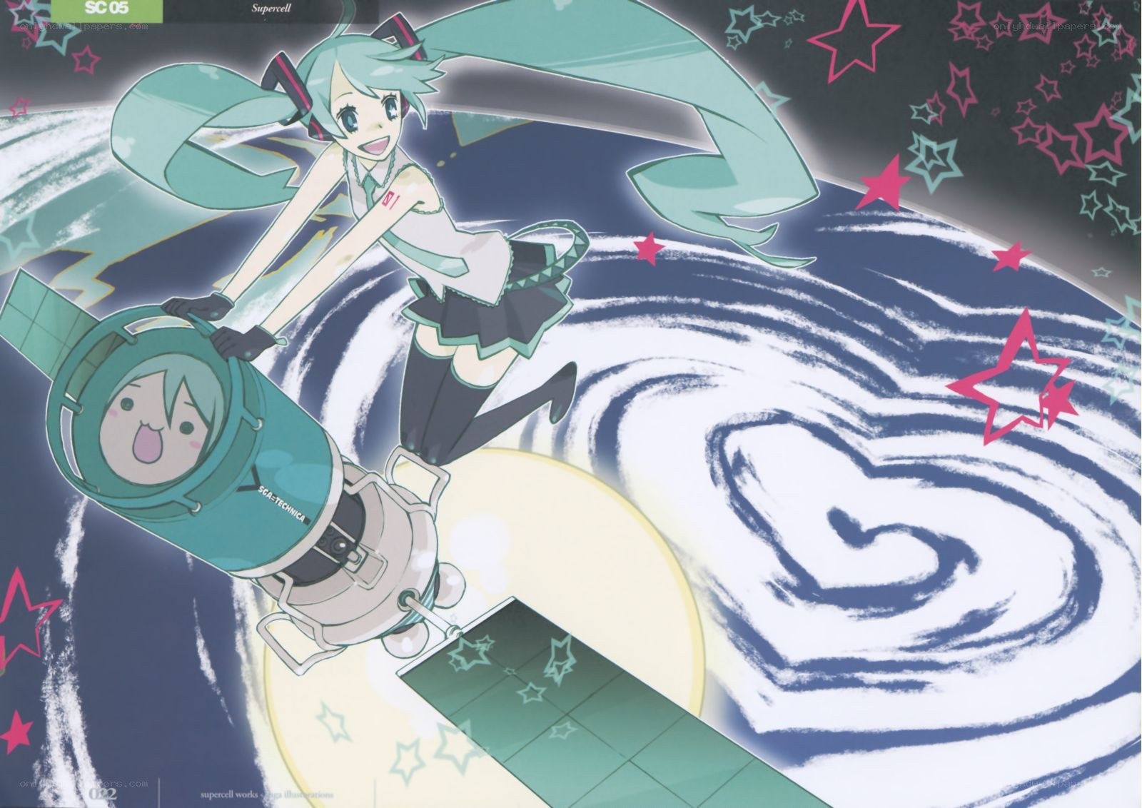 Miku in space with satellite