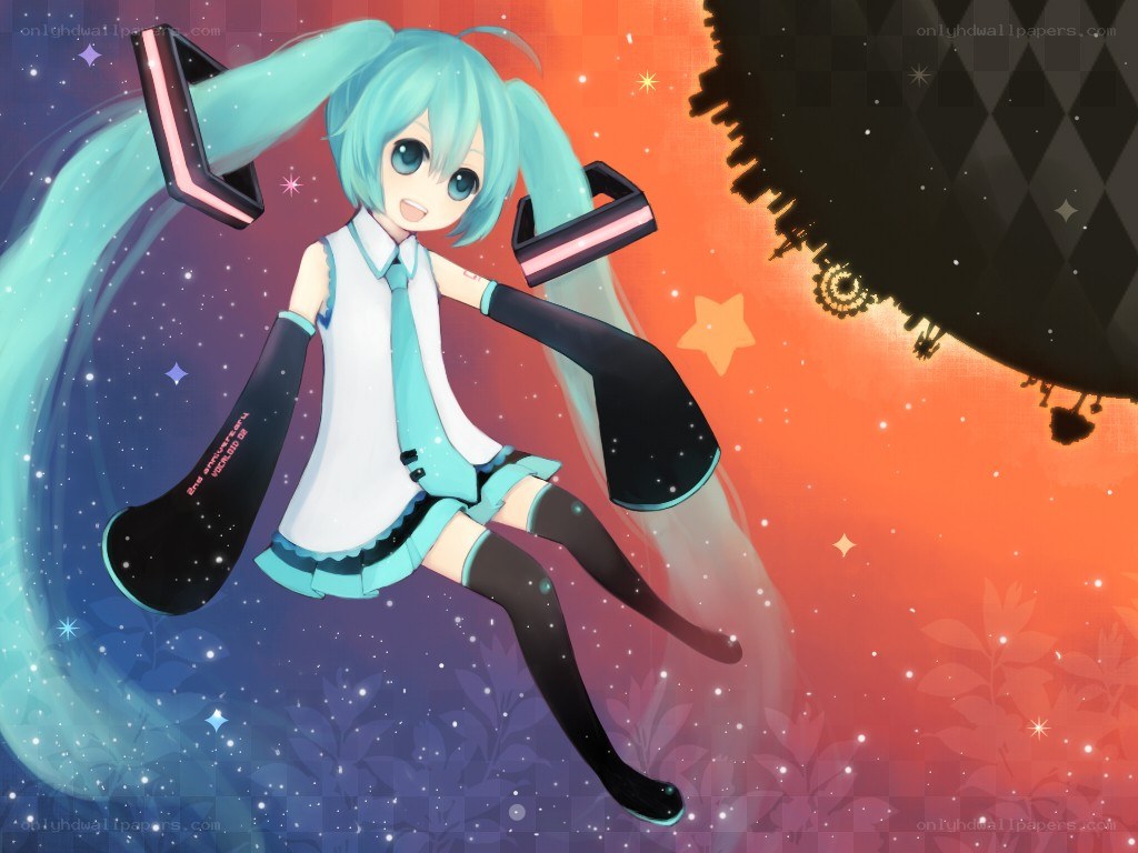 Miku in space with stars