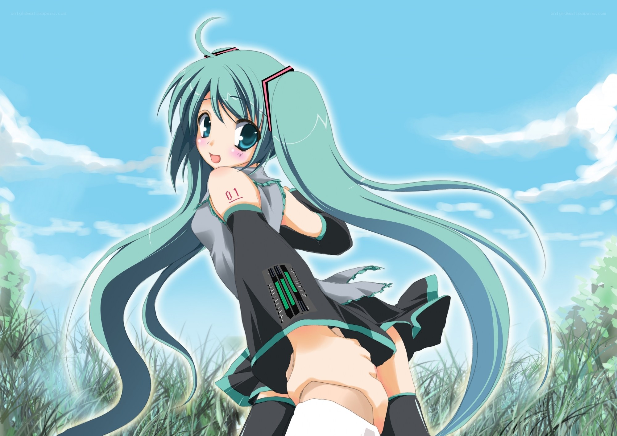 Miku in the grass