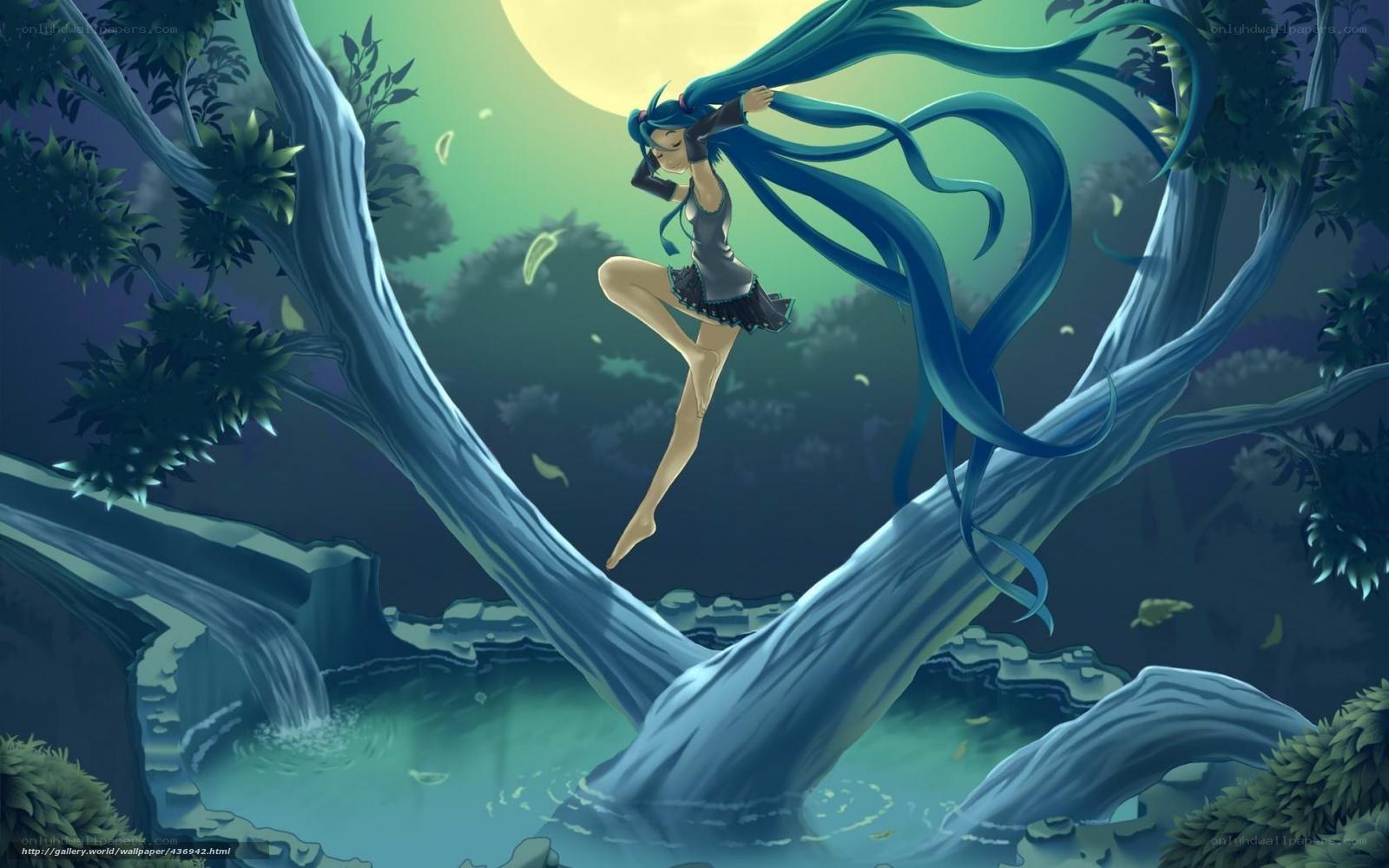 Miku in the moonlit forest