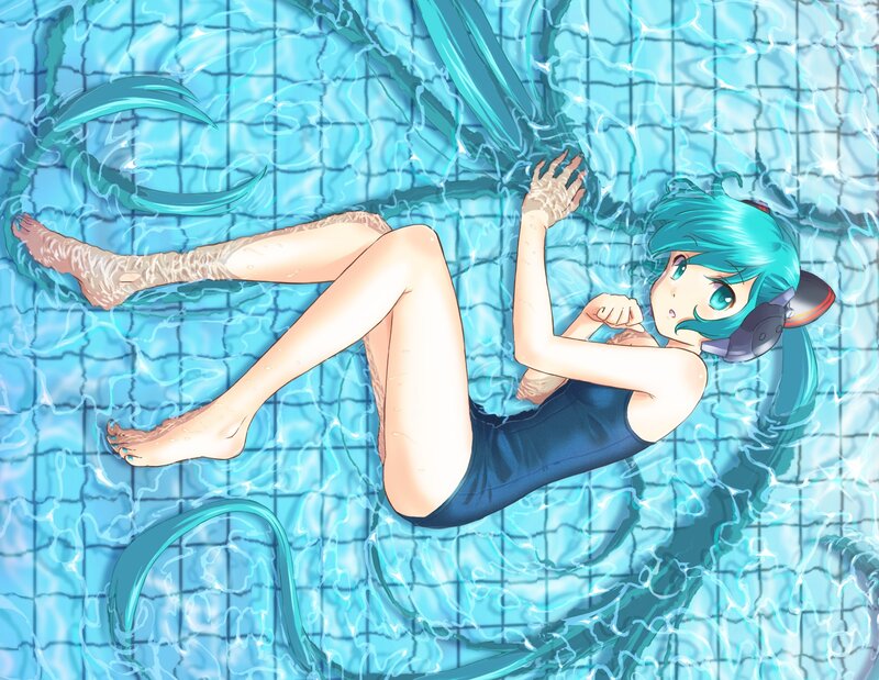 Miku in the pool