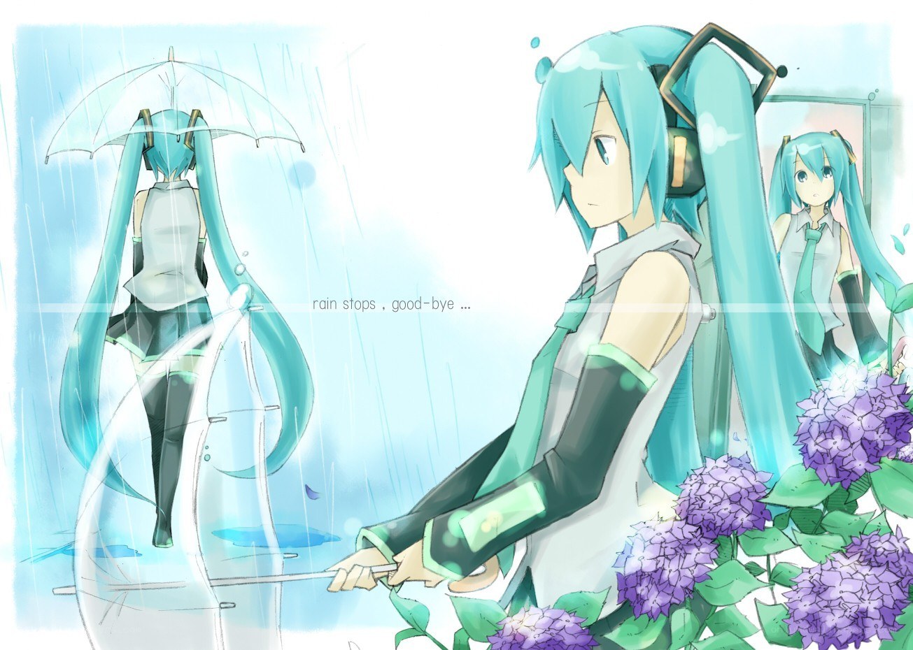 Miku in the rain