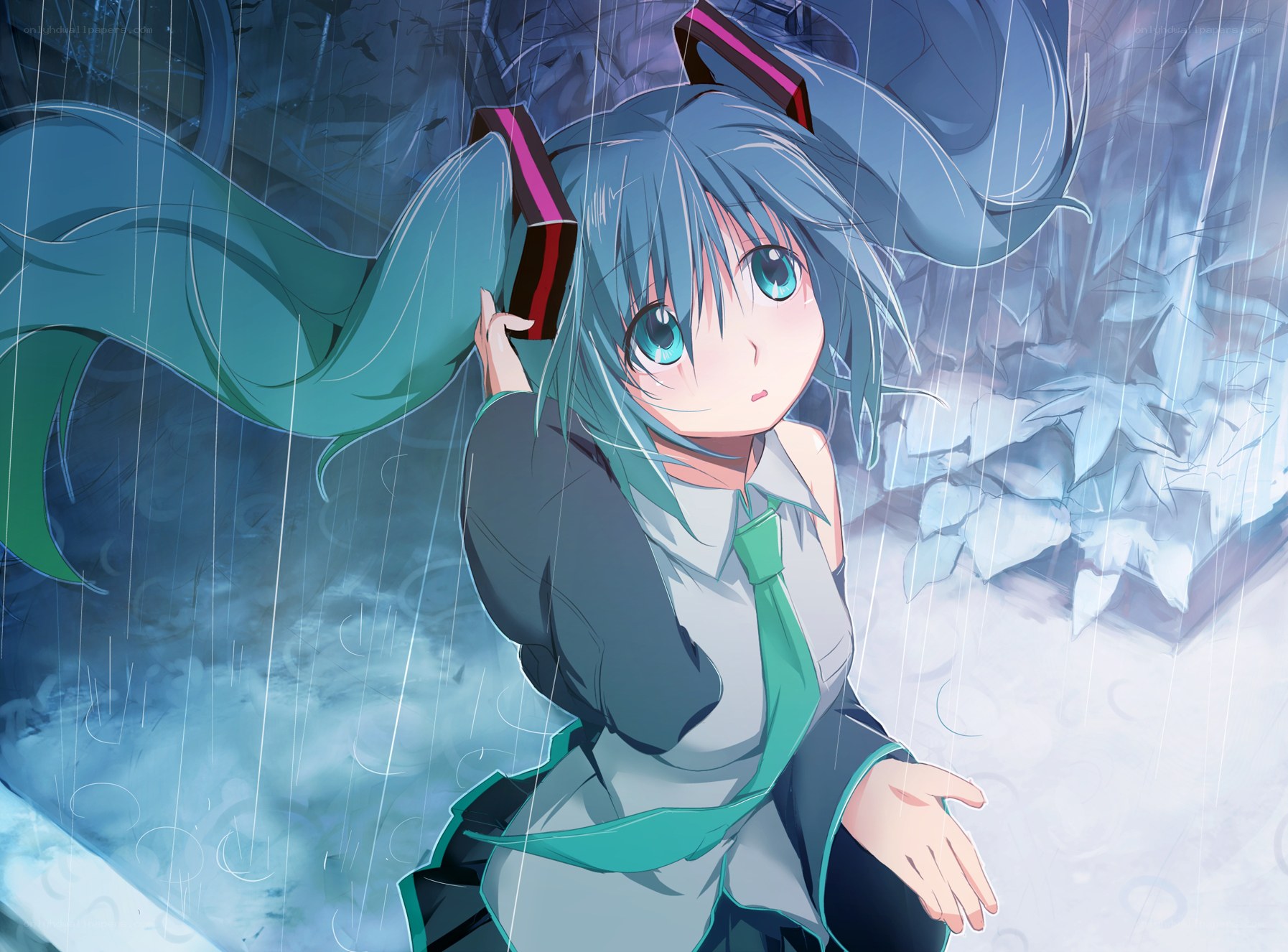 Miku in the rain