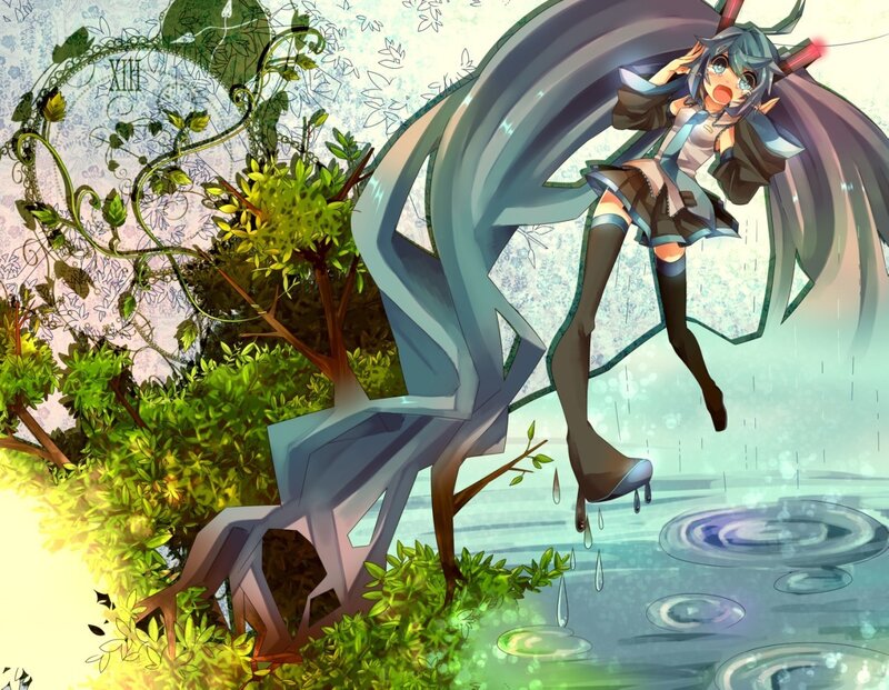 Miku in the rain