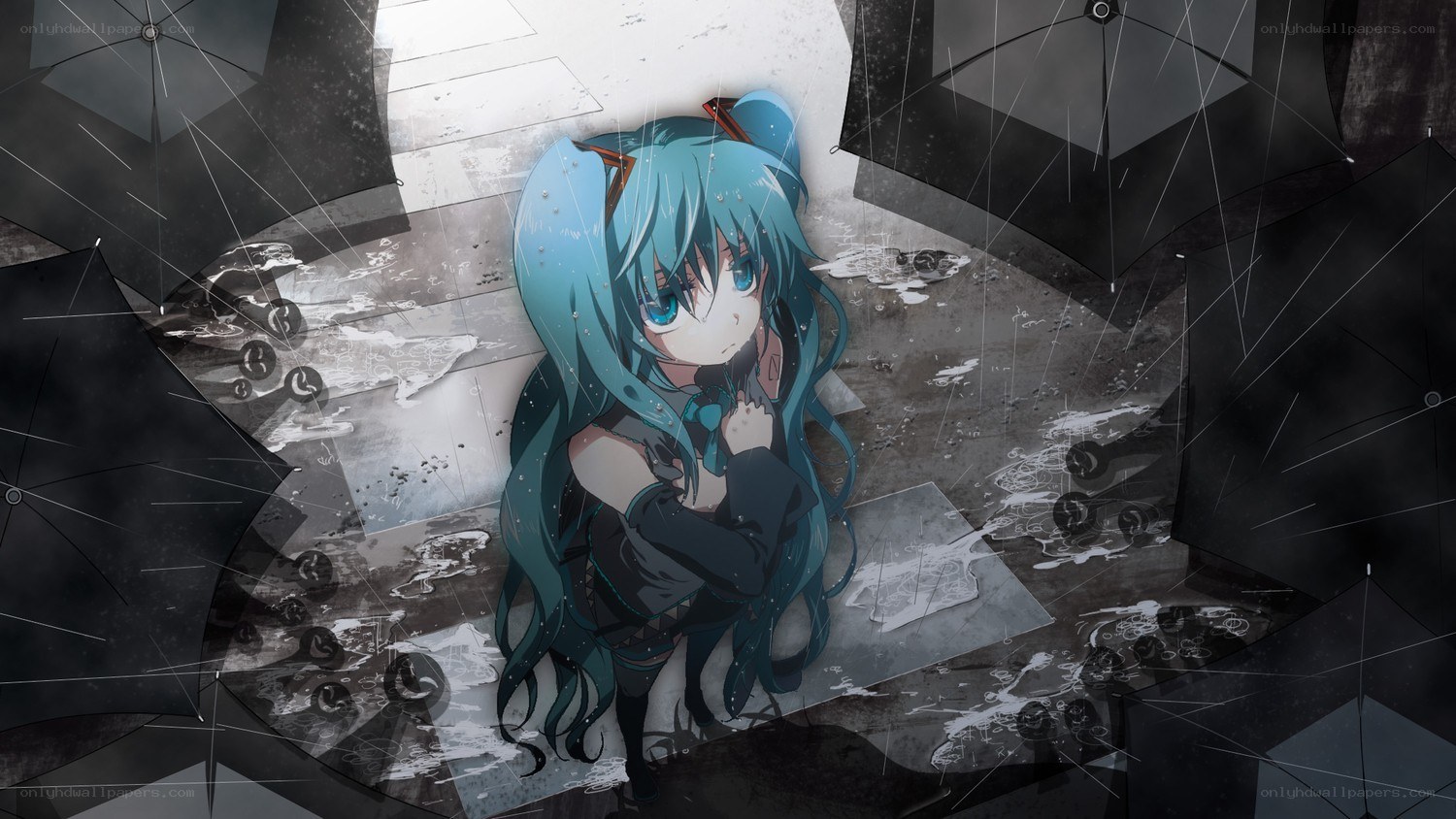Miku in the rain