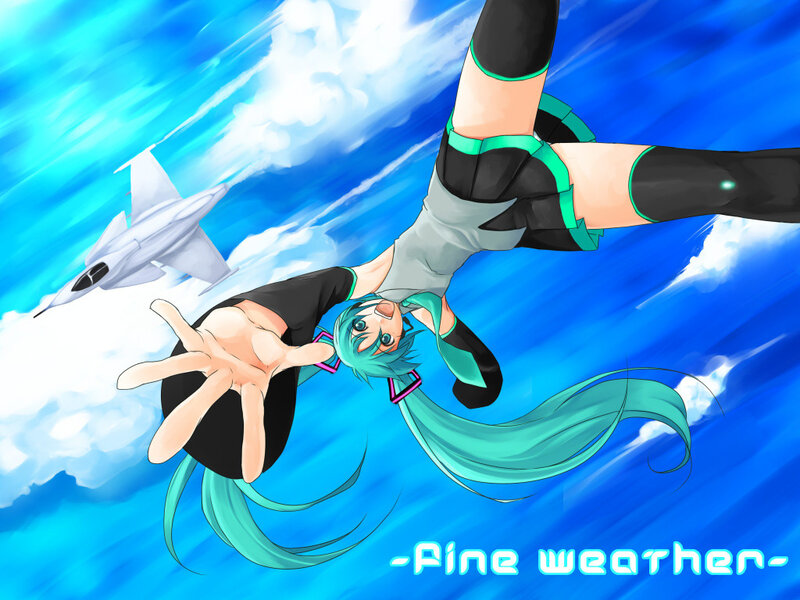 Miku in the sky with a jet