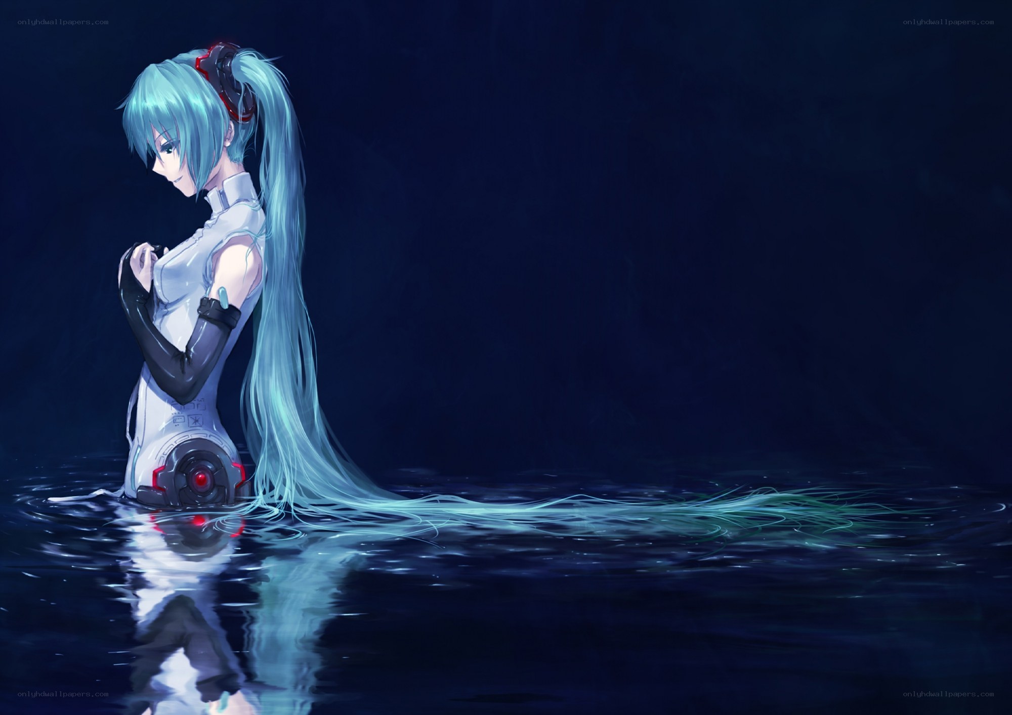 Miku in the water