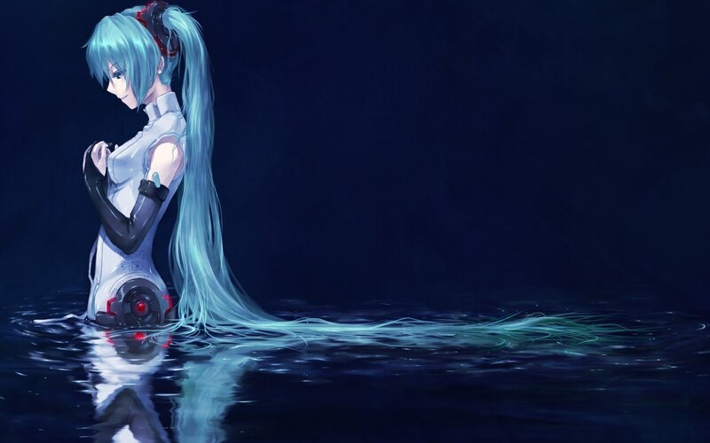 Miku in the water