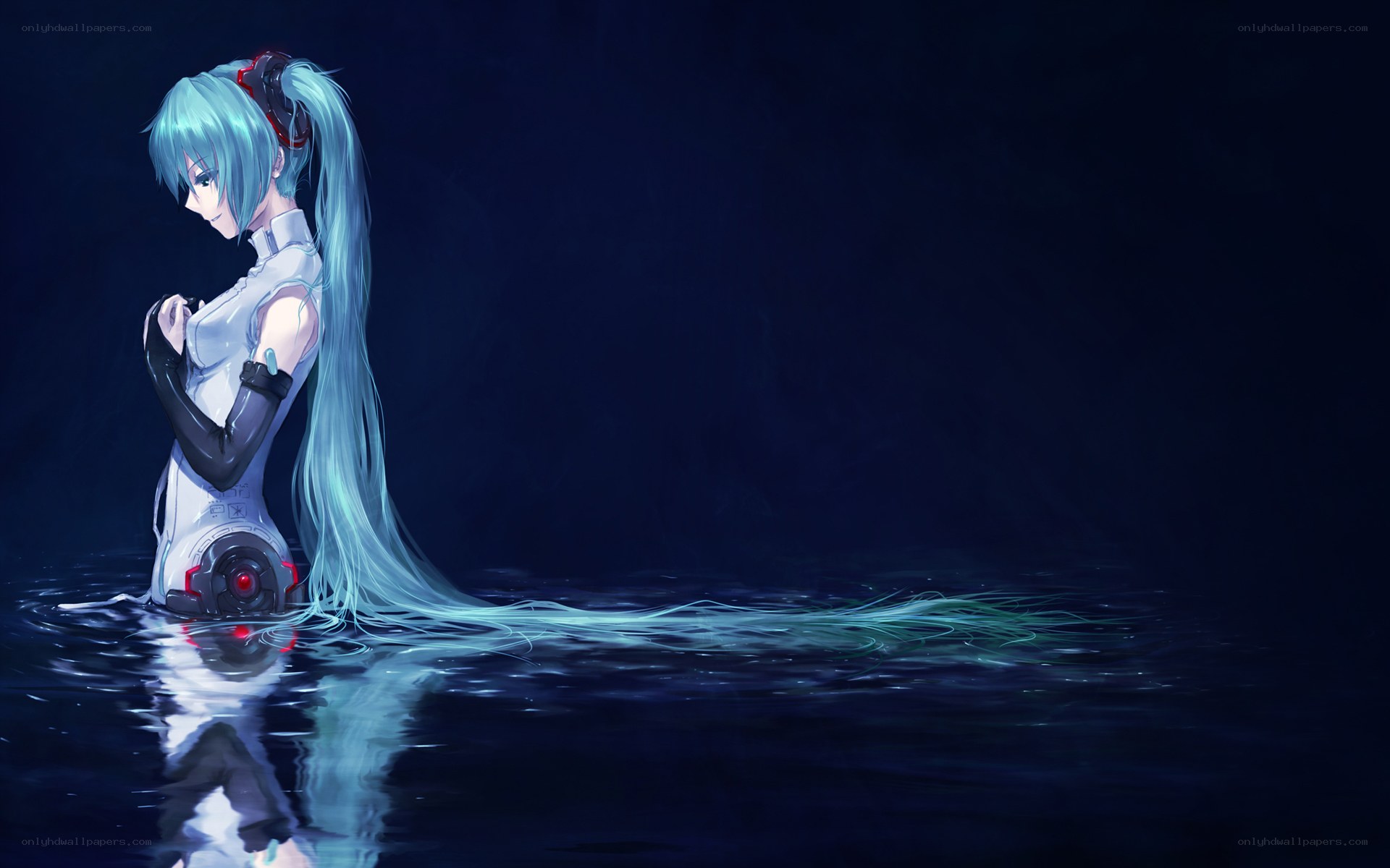 Miku in the water