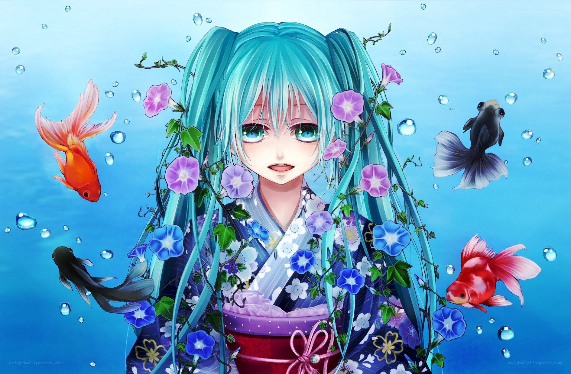 Miku in underwater garden