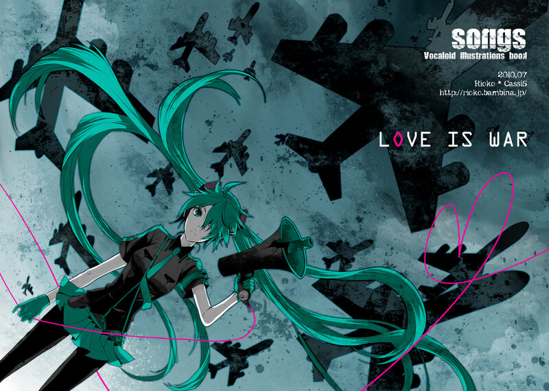 Miku in war-themed illustration