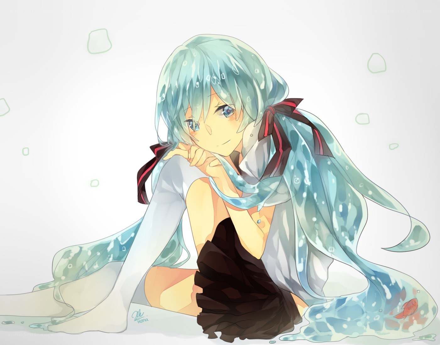 Miku in water