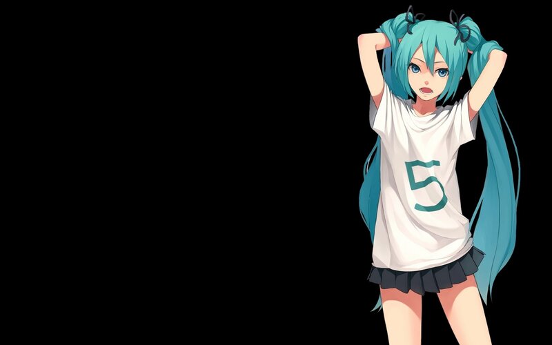 Miku in white t-shirt