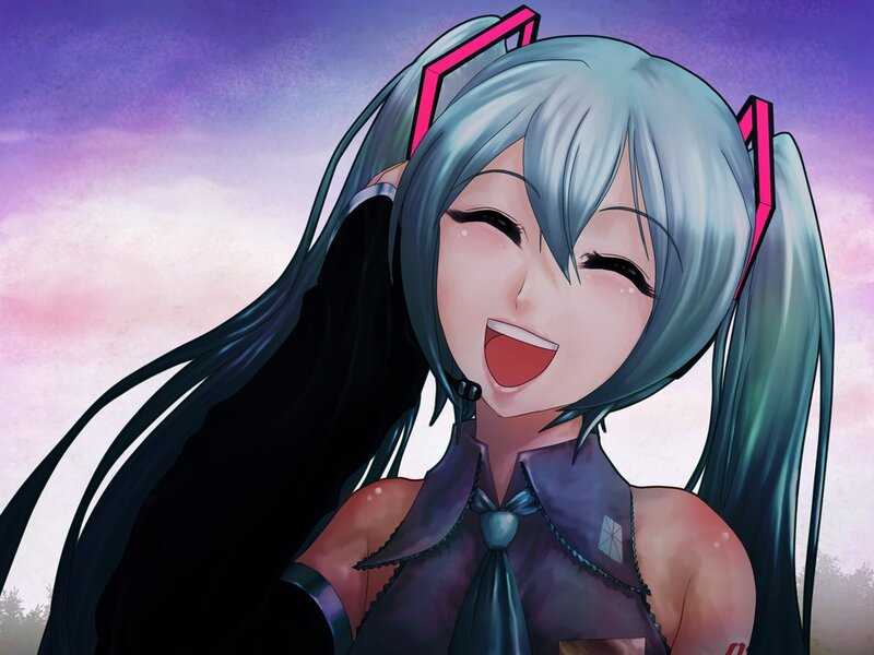 Miku laughing happily