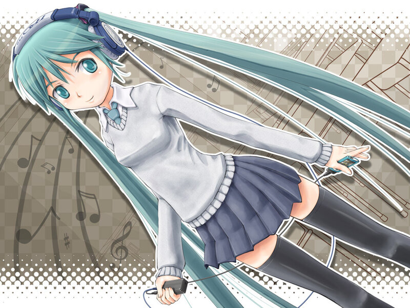 Miku listening to music