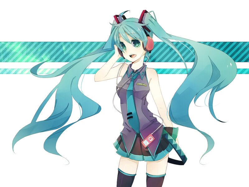 Miku listening to music
