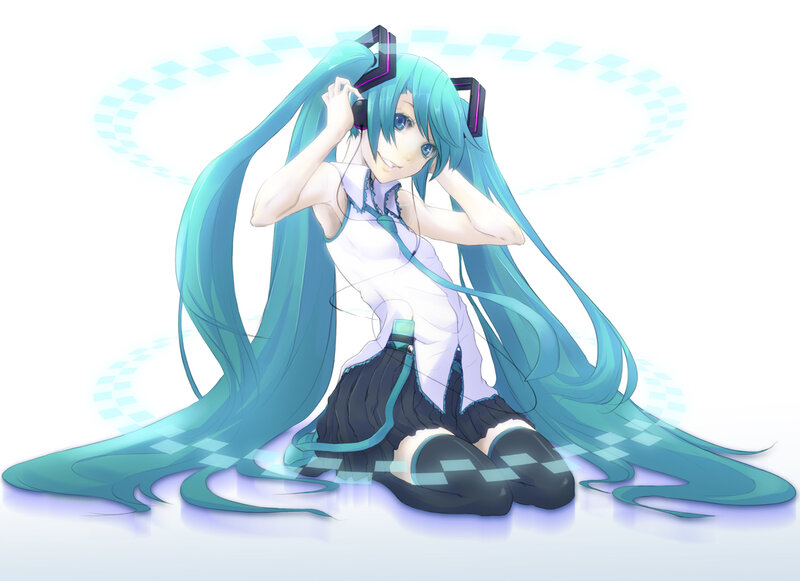Miku listening to music