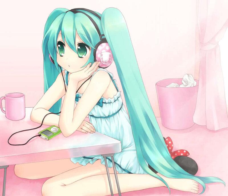 Miku listening to music