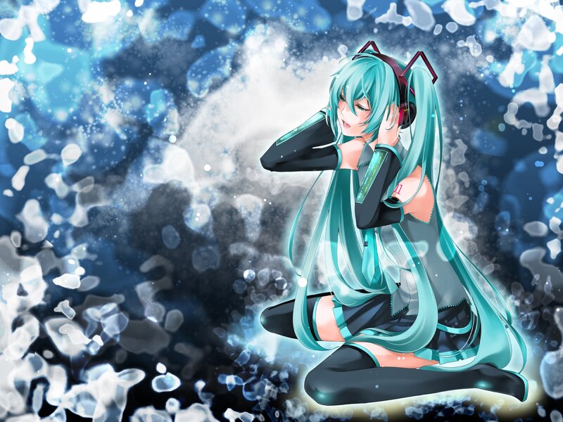 Miku listening to music