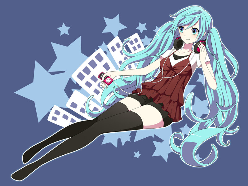 Miku listening to music