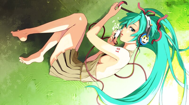 Miku listening to music