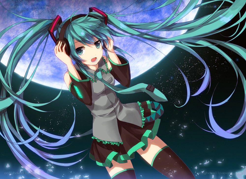 Miku listening to music