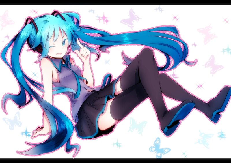 Miku lying on her side