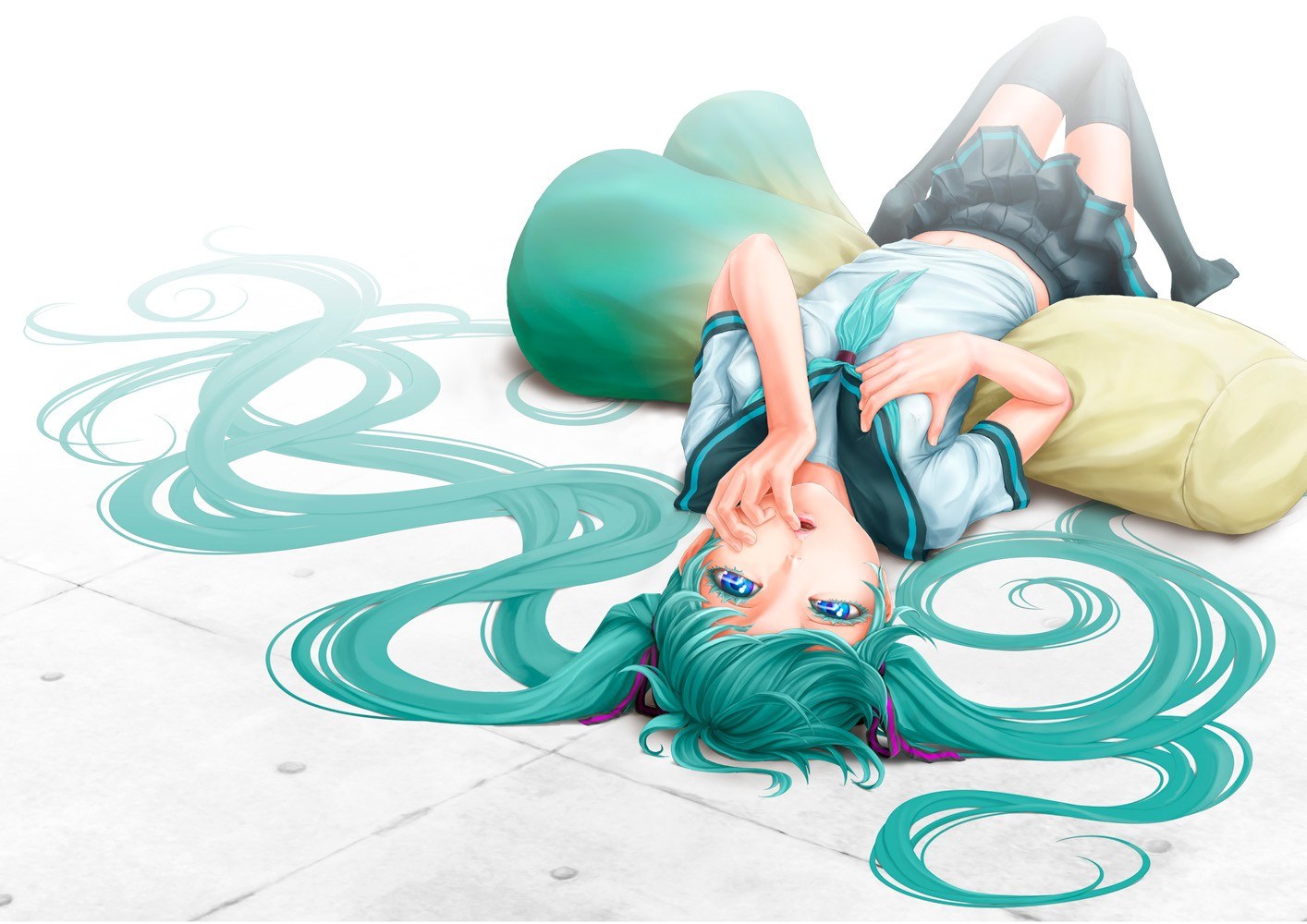 Miku lying on the floor