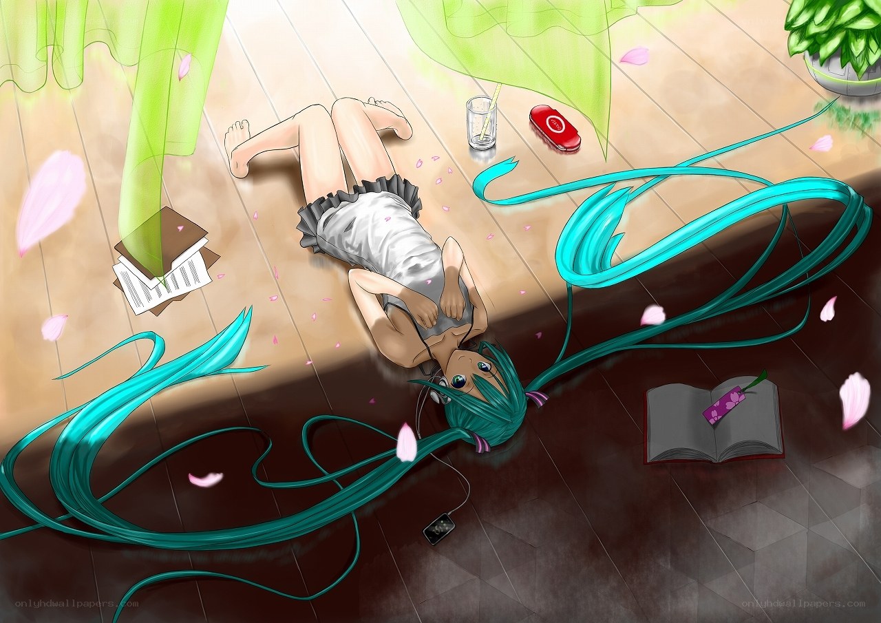 Miku lying on the floor