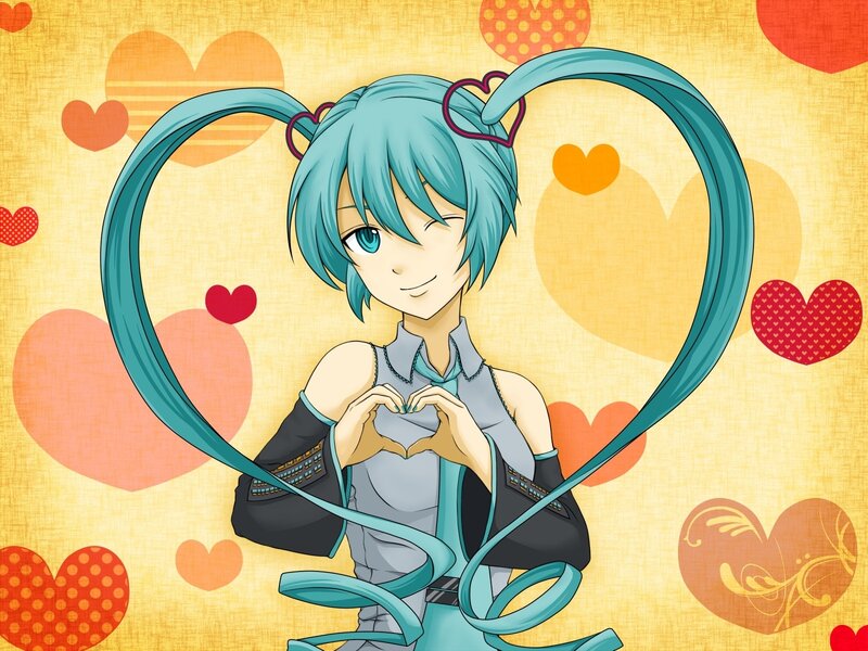 Miku making a heart shape