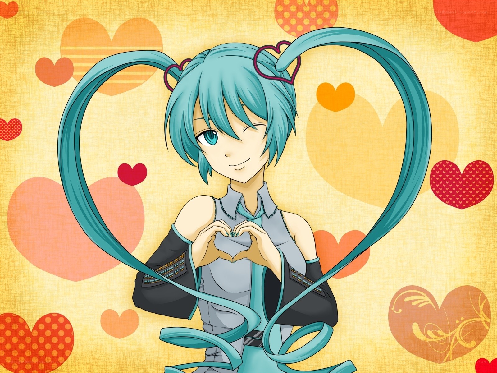 Miku making a heart shape