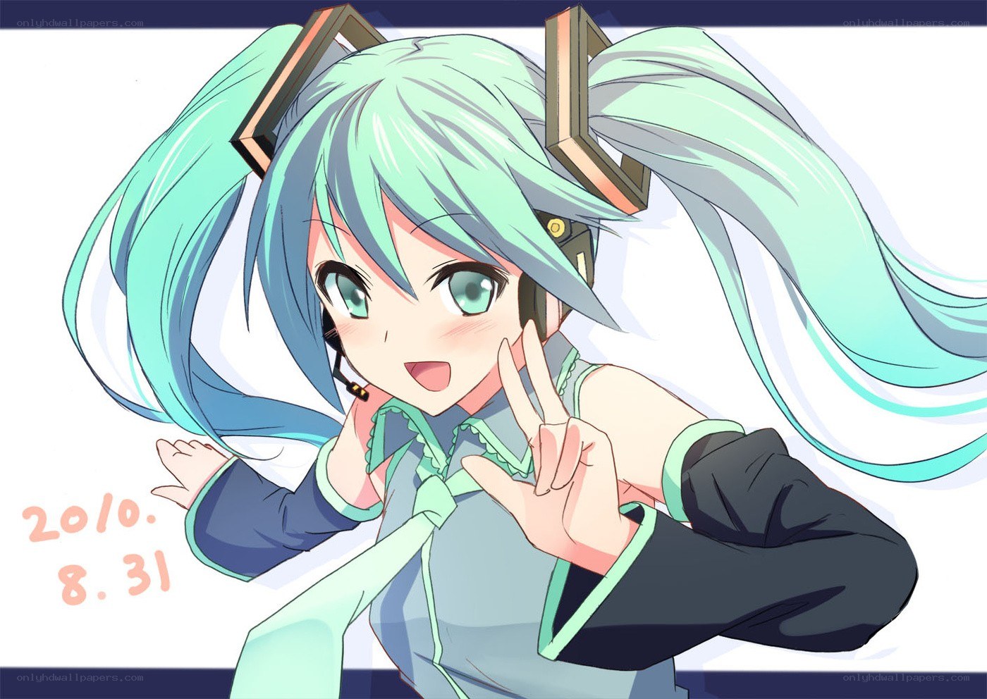 Miku making a peace sign