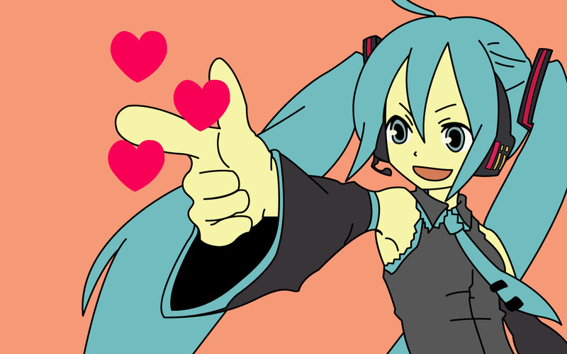 Miku making heart gesture
