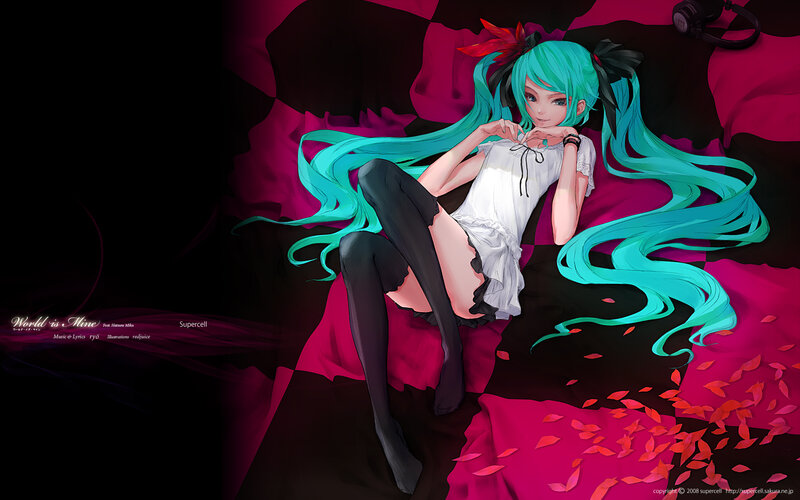 Miku on a bed of petals