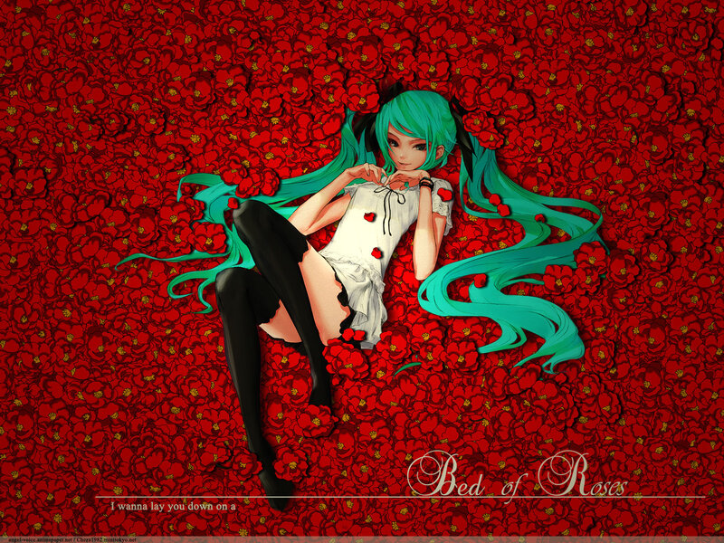 Miku on a bed of roses