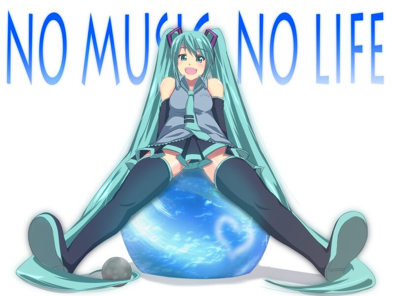 Miku on a blue sphere