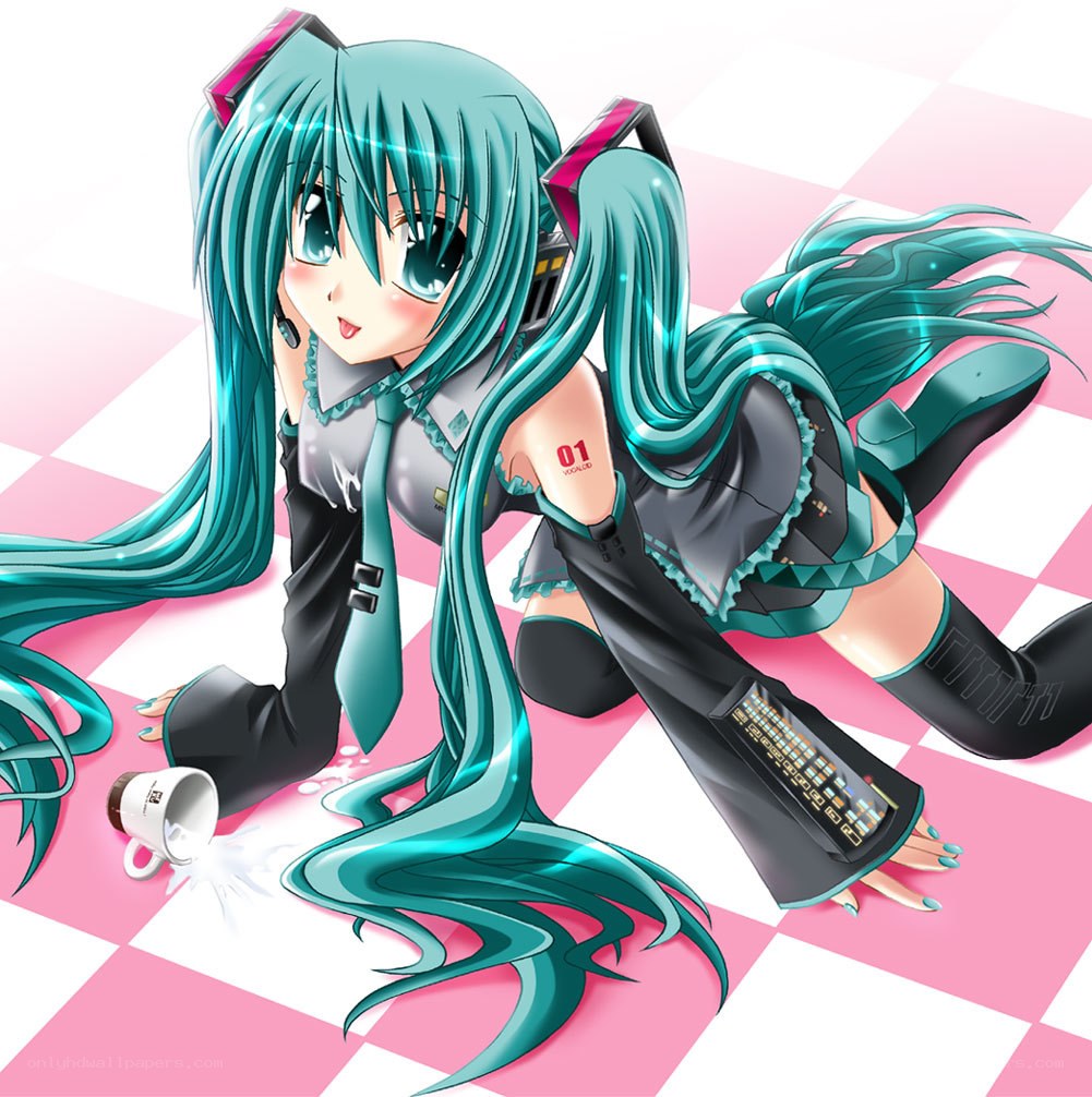 Miku on a checkered floor